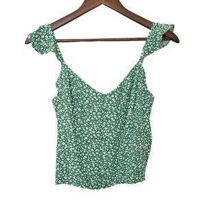 Banana Republic Floral Cropped Tank Top Size S Green White Smocked NWT